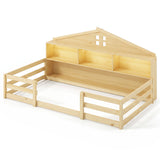 Twin Size Montessori Floor Bed with Storage Compartments and Shelf