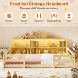 Twin Size Montessori Floor Bed with Storage Compartments and Shelf