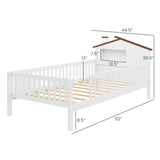 Twin Size Kids Montessori Bed with House-Shaped Headboard and Built-in Storage Shelf