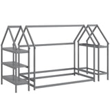 Twin Size Montessori Floor House Bed with Detachable Storage Shelves