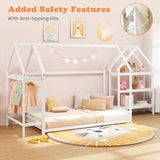 Twin Size Montessori Floor House Bed with Detachable Storage Shelves