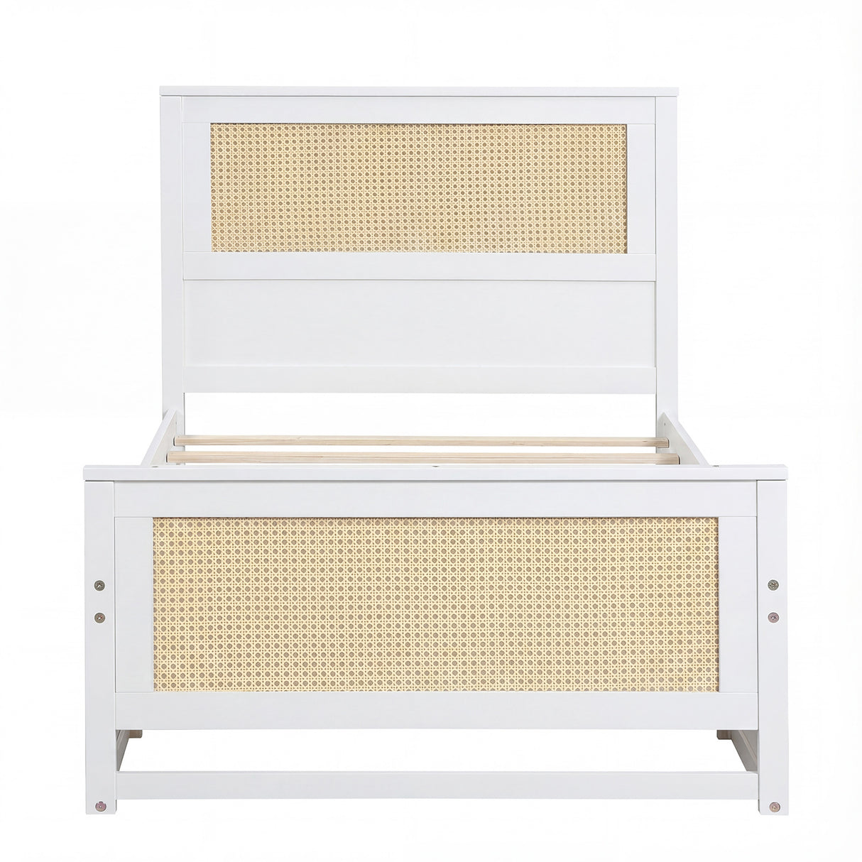 Twin Size Rattan Bed Frame with Storage Drawers