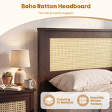 Twin Size Rattan Bed Frame with Storage Drawers