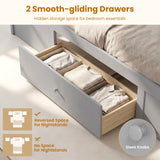 Twin Size Rattan Bed Frame with Storage Drawers