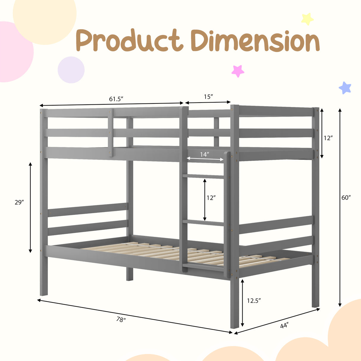 Twin Bunk Bed Children Wooden Bunk Beds Solid Hardwood