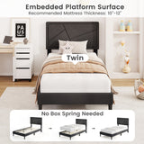 Twin/Full/Queen Size Upholstered Platform Bed Frame with High Headboard