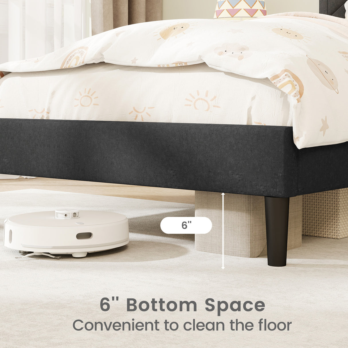 Twin/Full/Queen Size Upholstered Platform Bed Frame with High Headboard