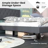 Twin Size Upholstered Platform Bed with Button Tufted Wingback Headboard
