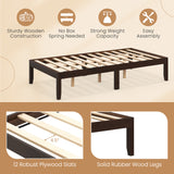 14 Inch Twin Wood Platform Bed Frame with Wooden Slats Support