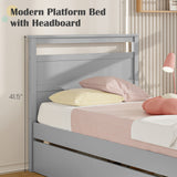 Twin Size Wooden Bed Frame with 2 Drawers for Teens and Adults