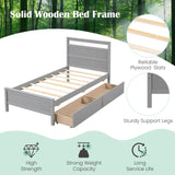 Twin Size Wooden Bed Frame with 2 Drawers for Teens and Adults