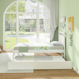 Twin Size Wooden Bed Frame with Trundle for Teens and Adults