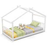 Twin Size Wooden House Bed with Roof