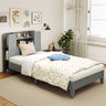Twin Size Wooden Platform Bed Frame with Bookcase Headboard