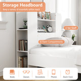 Twin Size Wooden Platform Bed Frame with Bookcase Headboard