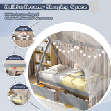 Twin Size Wooden Tent Platform House Bed with 2 Drawers