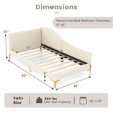 Full/Twin Size Upholstered Daybed with Metal Legs and Wood Slats