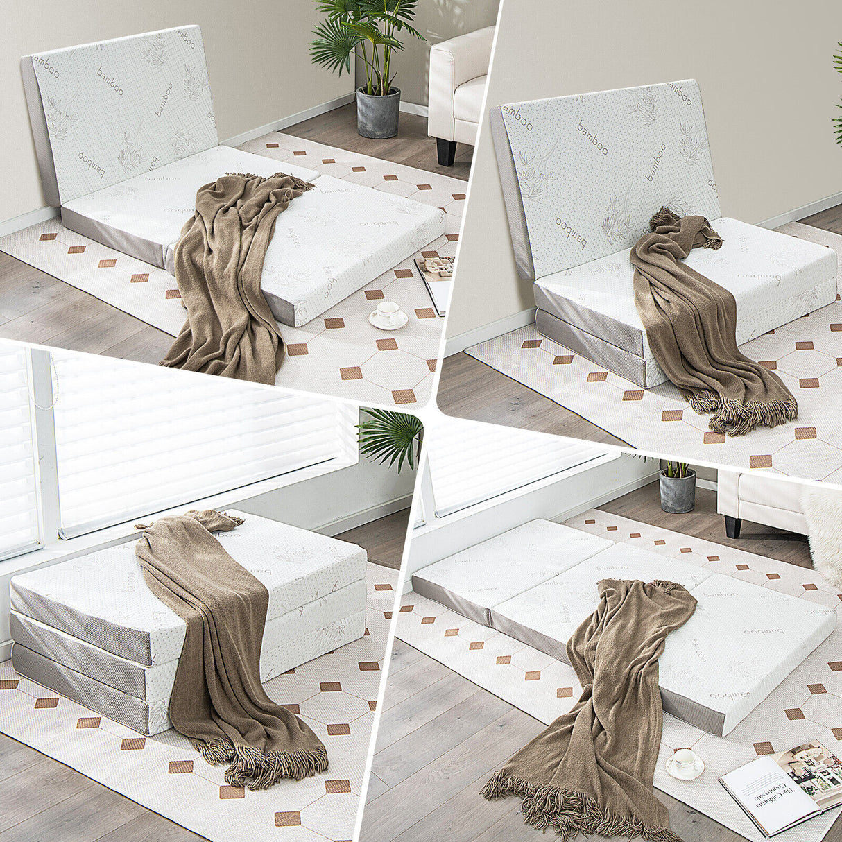 4 Inch Tri-fold Cooling Gel Memory Foam Mattress