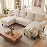U-shaped Sectional Couch with Double Chaise for Living Room