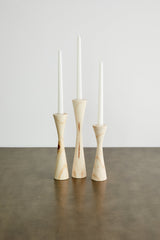 Geo Tapered Wooden Candlestick Holder