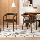 Upholstered Armchairs Set of 2 with Cozy Backrest and Padded Seat Cushion-Brown