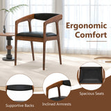 Upholstered Armchairs Set of 2 with Cozy Backrest and Padded Seat Cushion-Brown