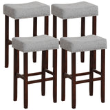 29 Inch Set of 2 Height Upholstered Bar Stool with Solid Rubber Wood Legs and Footrest