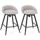 Upholstered Bar Stools Set of 2 with Footrest and Backrest