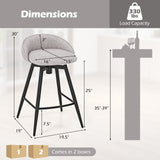 Upholstered Bar Stools Set of 2 with Footrest and Backrest