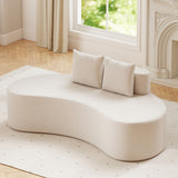 Upholstered Curved Sofa with 2 Cozy Pillows