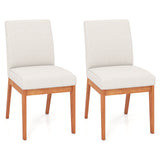 Upholstered Dining Chairs Set of 2 Kitchen Armless Side Chairs with Rubber Wood Legs-Beige