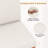 Upholstered Dining Chairs Set of 2 Kitchen Armless Side Chairs with Rubber Wood Legs-Beige