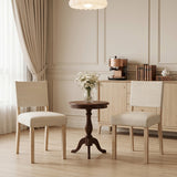 Upholstered Dining Chairs with Solid Rubber Wood Legs Set of 2-Beige