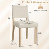 Upholstered Dining Chairs with Solid Rubber Wood Legs Set of 2-Beige