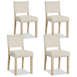 Upholstered Dining Chairs with Solid Rubber Wood Legs Set of 4-Beige