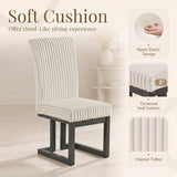 Upholstered Dining Chairs Set of 2 with Rubber Wood Legs and Padded Seat for Dining Room