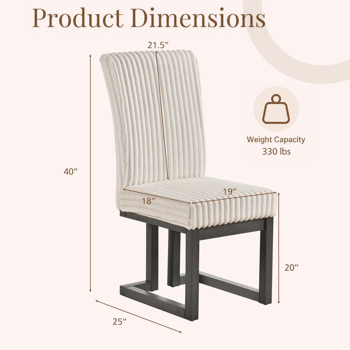 Upholstered Dining Chairs Set of 2 with Rubber Wood Legs and Padded Seat for Dining Room