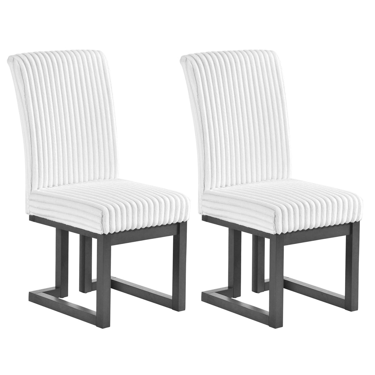 Upholstered Dining Chairs Set of 2 with Rubber Wood Legs and Padded Seat for Dining Room