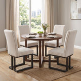 Upholstered Dining Chairs Set of 4 with Rubber Wood Legs and Padded Seat for Dining Room