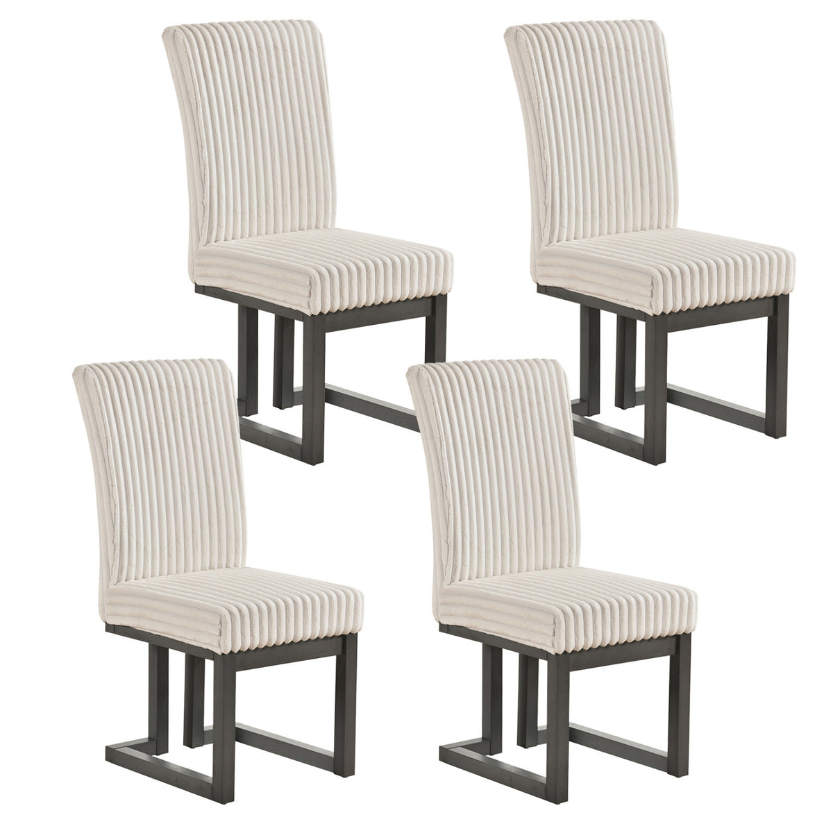 Upholstered Dining Chairs Set of 4 with Rubber Wood Legs and Padded Seat for Dining Room
