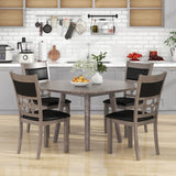 Upholstered Dining Chair Set of 2 with Padded Backrest and Seat-Gray