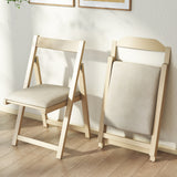 Folding Upholstered Dining Chair Set of 4 with Curved Backrest