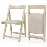 Folding Upholstered Dining Chair Set of 4 with Curved Backrest