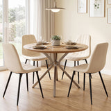 Upholstered Fabric Dining Chairs Set of 4 with Sturdy Metal Legs and Curved Backrest