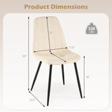 Upholstered Fabric Dining Chairs Set of 4 with Sturdy Metal Legs and Curved Backrest