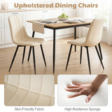 Upholstered Fabric Dining Chairs Set of 4 with Sturdy Metal Legs and Curved Backrest