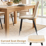 Upholstered Fabric Dining Chairs Set of 4 with Sturdy Metal Legs and Curved Backrest