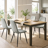 Upholstered Fabric Dining Chairs Set of 4 with Sturdy Metal Legs and Curved Backrest