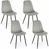 Upholstered Fabric Dining Chairs Set of 4 with Sturdy Metal Legs and Curved Backrest