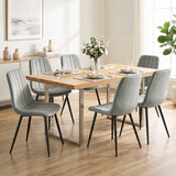 Upholstered Fabric Dining Chairs Set of 4 with Sturdy Metal Legs and Curved Backrest